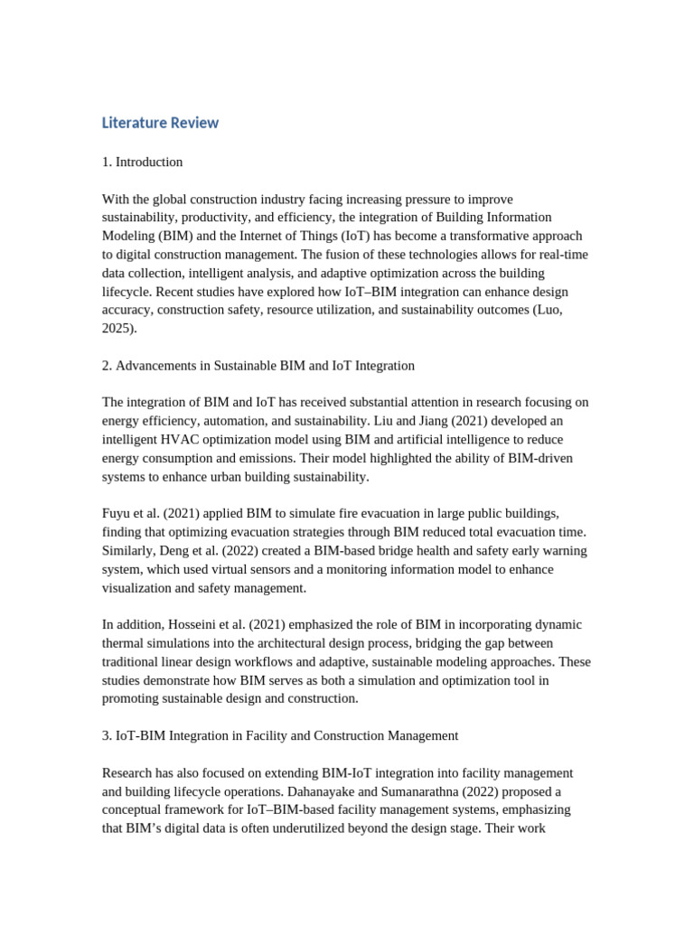 IoT-BIM Integration for Sustainable Construction | PDF | Building ...