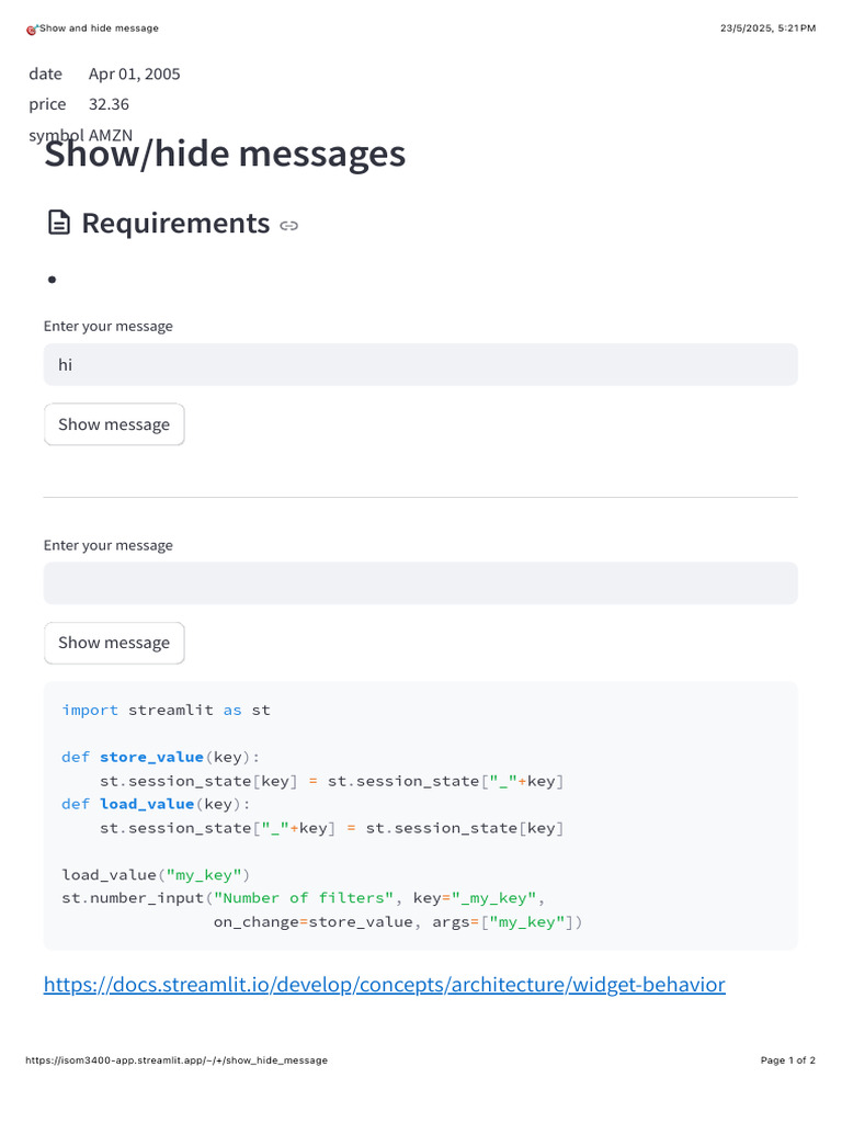 Streamlit Message Handling Example | PDF