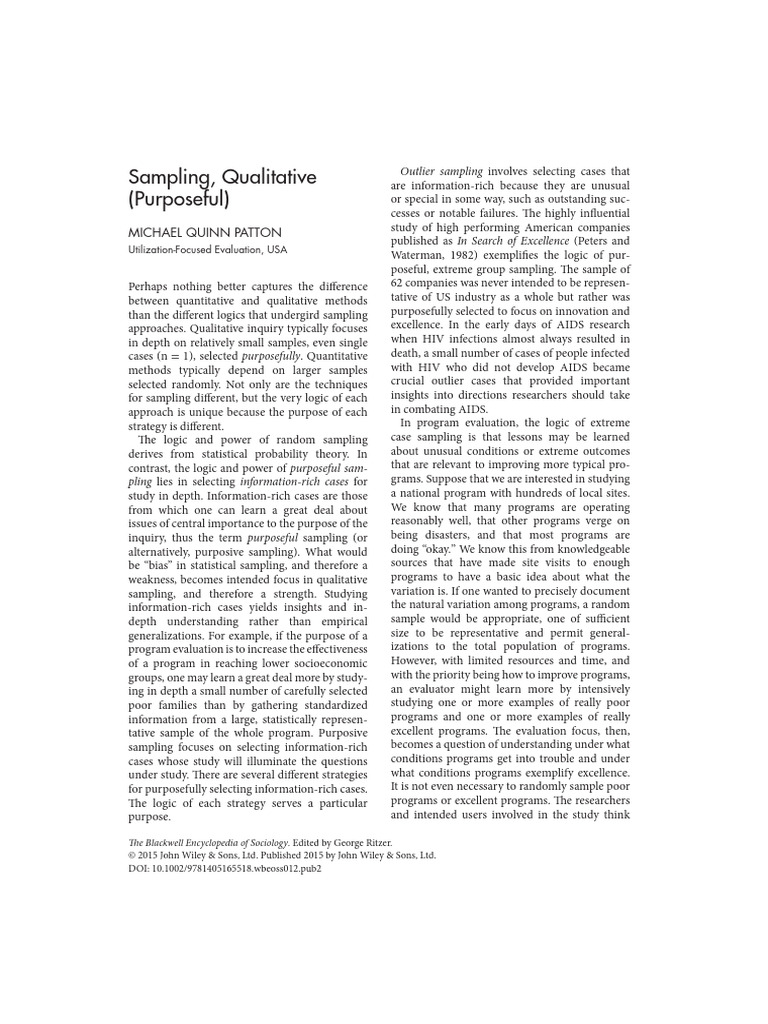 Purposeful Sampling in Qualitative Research | PDF | Sampling ...