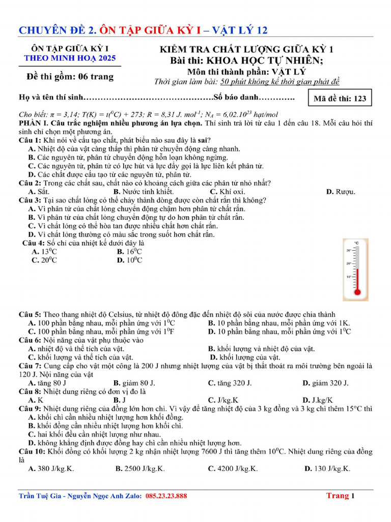 On Tap Giua Ky 1 Theo Minh Hoa 2025 de So 11 | PDF