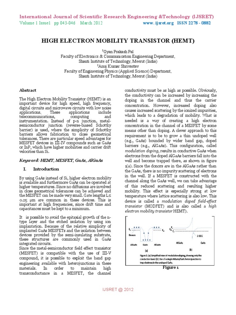 Overview of High Electron Mobility Transistors | PDF | Gallium Arsenide ...