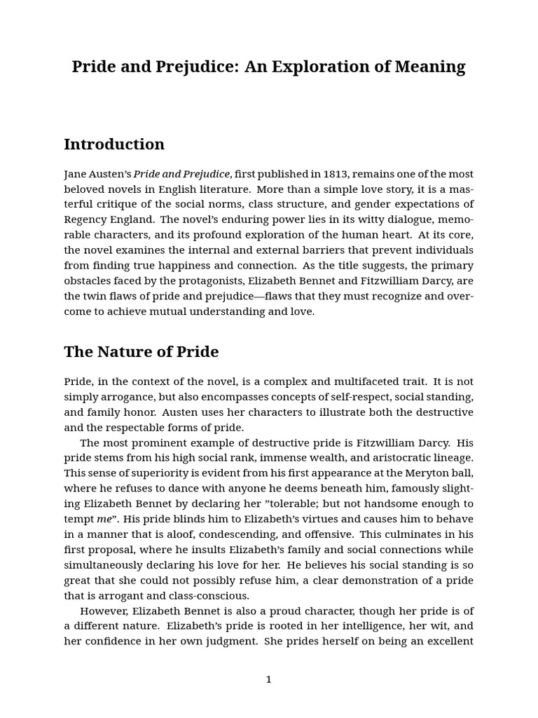 Pride and Prejudice: Pride vs. Prejudice | PDF | Mr. Darcy | Pride And ...