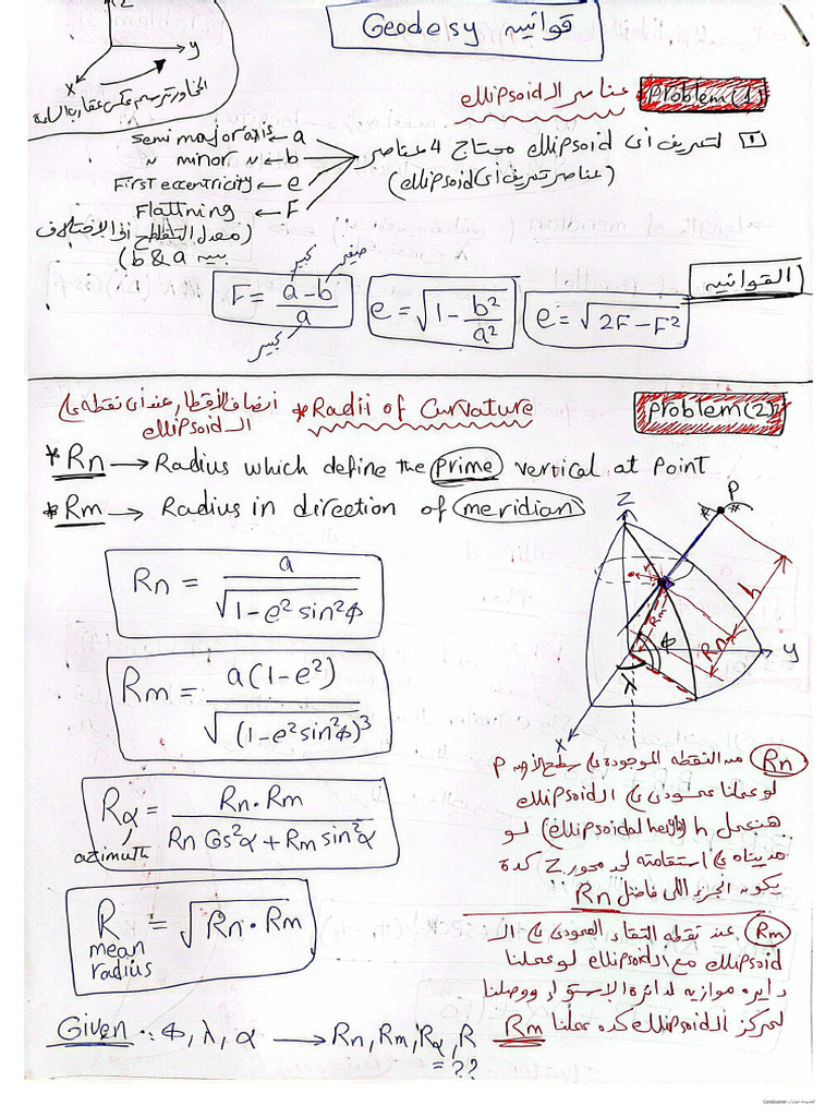 Sheet (1) Solution (Geodesy) | PDF