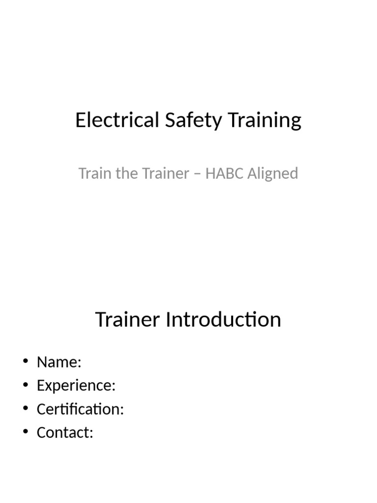 Final Electrical Safety Training Trainer HABC | PDF | Electricity ...