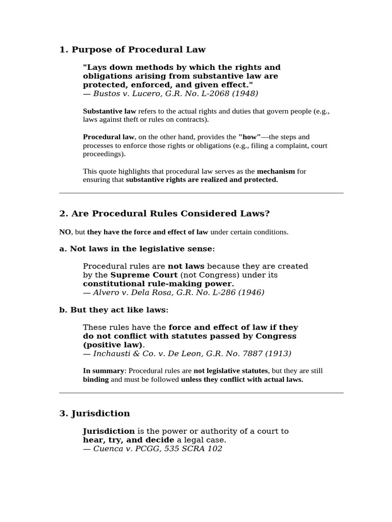 Understanding Procedural Law and Jurisdiction | PDF | Appeal | Cause Of ...