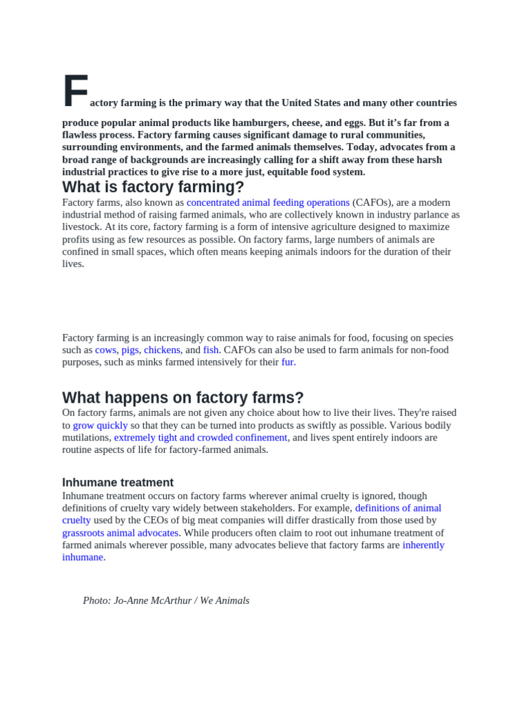 Understanding Factory Farming's Impact | PDF | Intensive Animal Farming ...