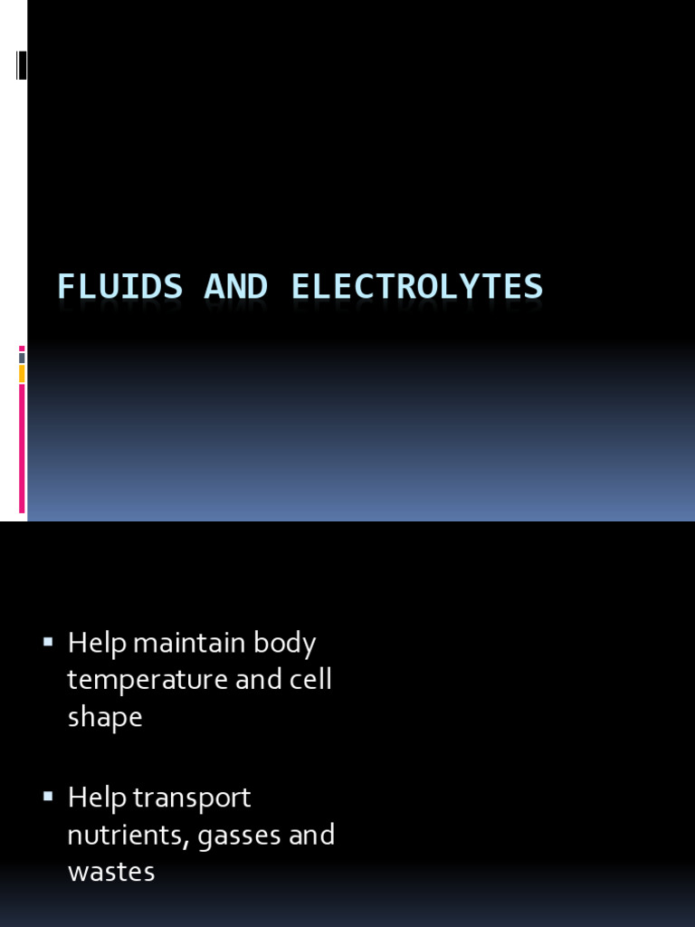 Understanding Body Fluids and Electrolytes | PDF | Dehydration ...