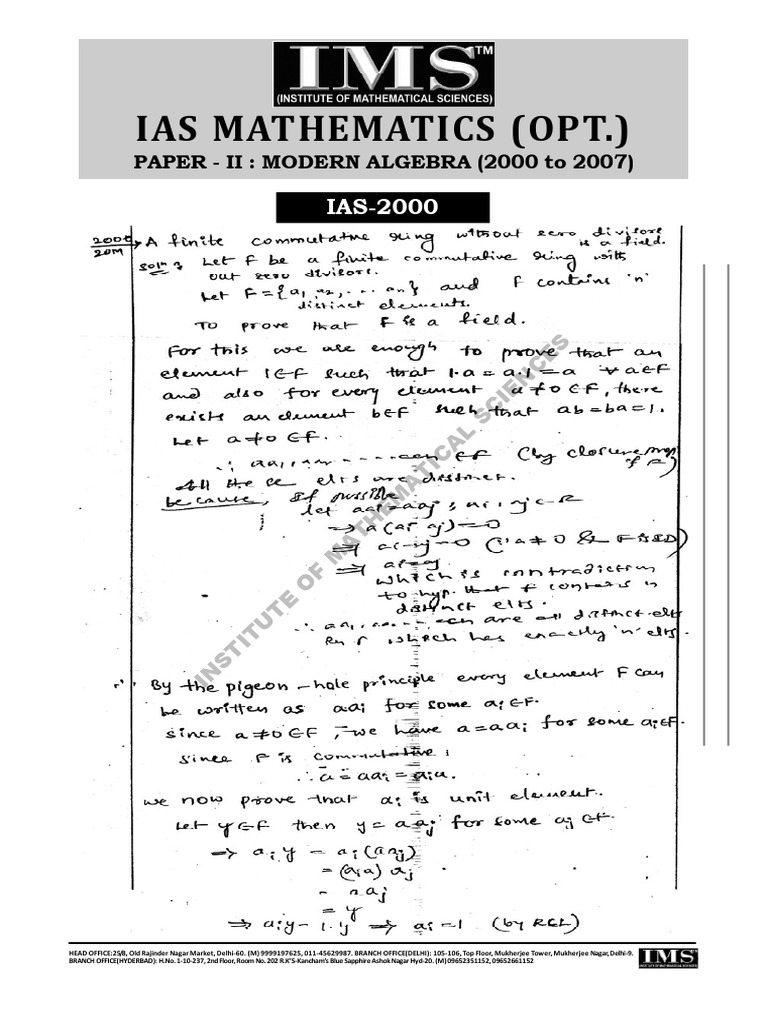 Ims CSE MA 2000 To 2007 Ma | PDF | Teaching Mathematics