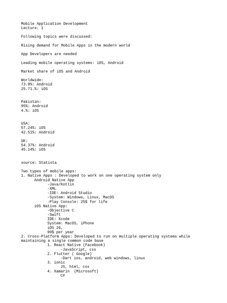 Lecture 01 Flutter (10 09 25) | PDF