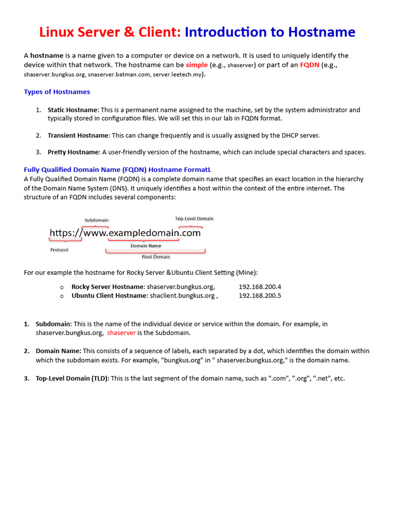 Linux Hostname Configuration Guide | PDF | Domain Name | Domain Name System