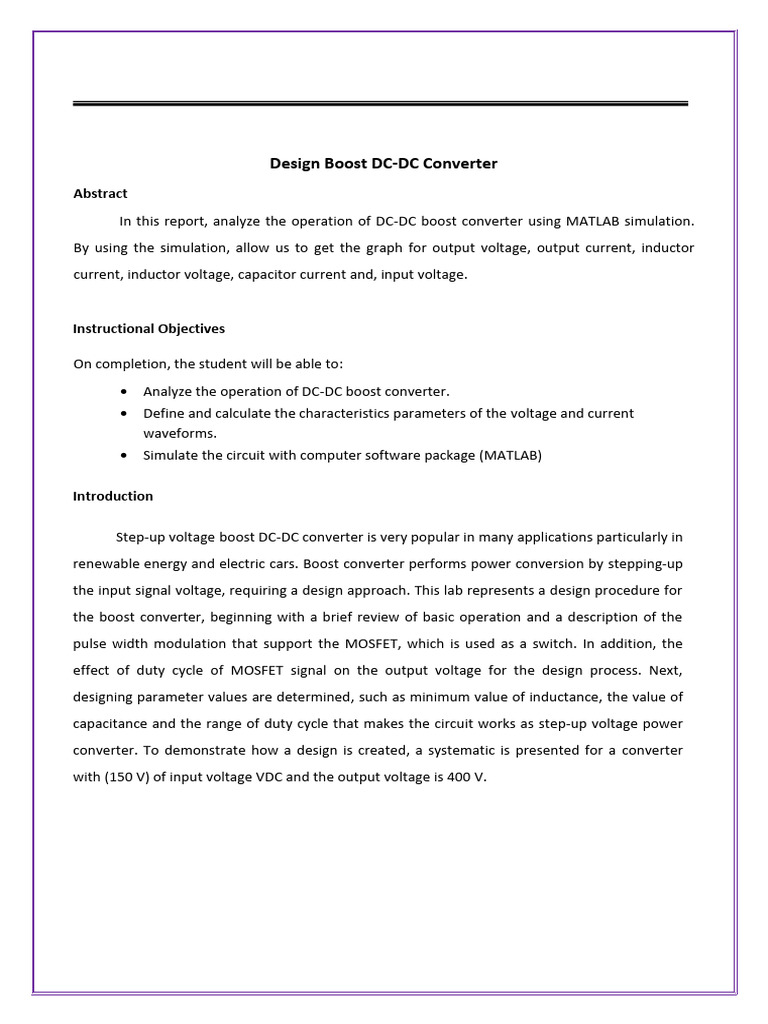 DC-DC Boost Converter Design Analysis | PDF | Power Electronics ...