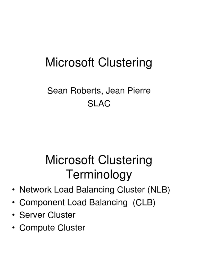 Microsoft Clustering Overview and Types | PDF | Windows Server 2003 ...