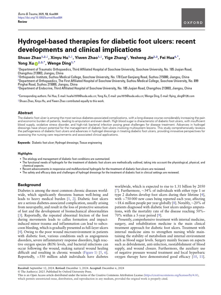 Hydrogel-Based Therapies For Diabetic Foot Ulcers: Recent Developments ...