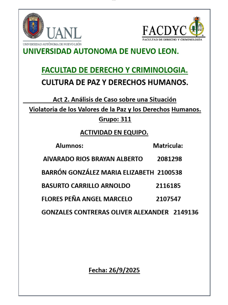 Tarea de Cultura y de Paz | PDF | Derechos humanos | Derechos
