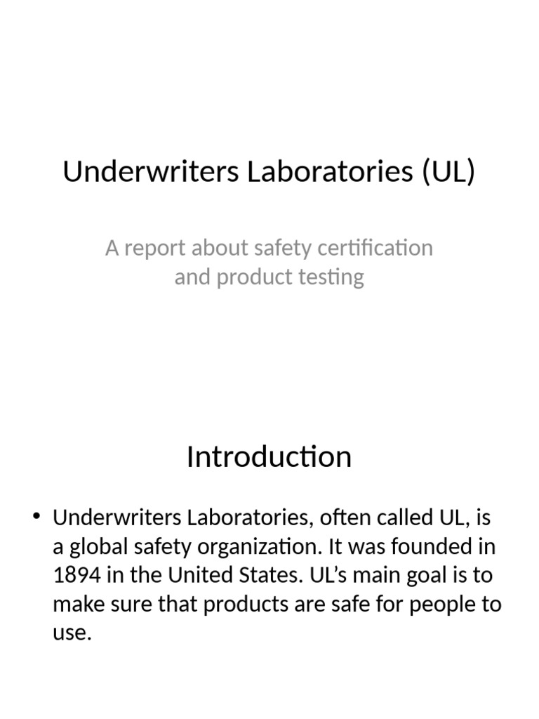 UL Safety Certification Overview | PDF