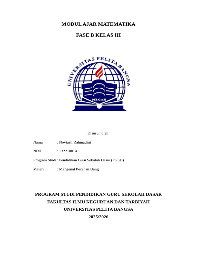 Modul Ajar Pecahan Uang Kelas III SD | PDF