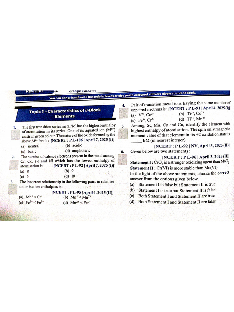D&F Block Pyqs | PDF
