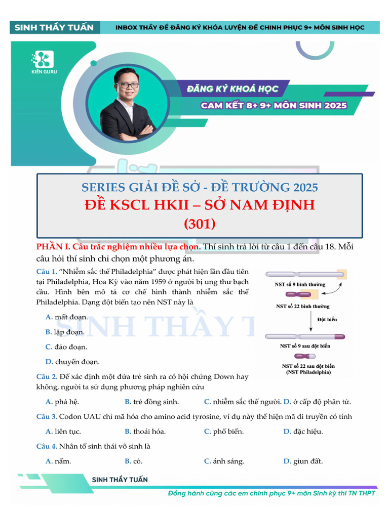(Đề HS) Đề KSCL HKII - Sở Nam Định -Series Giải Đề Sở - Đề Trường - Đề ...