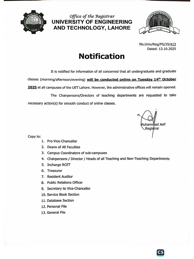 Online Classes Notification | PDF