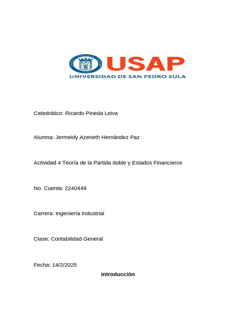 Hernandez Jermeidy Actividad 4 Contabilidad | PDF | Estado financiero ...