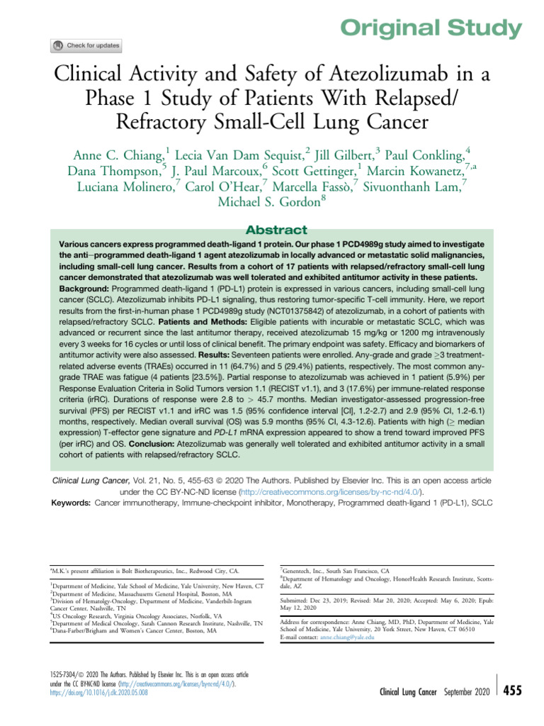 Clinical Activity and Safety of Atezolizumab in A | PDF | Diseases And ...
