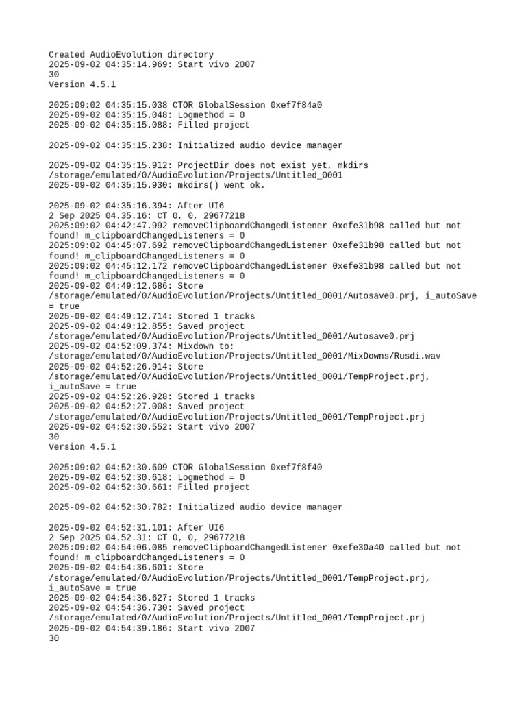 AudioEvolution Project Logs | PDF | Computer Data | Digital Audio