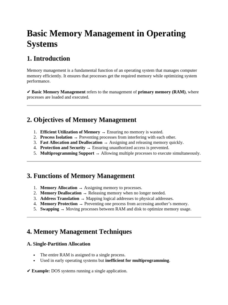 Memory Management in Operating Systems | PDF | Device Driver ...
