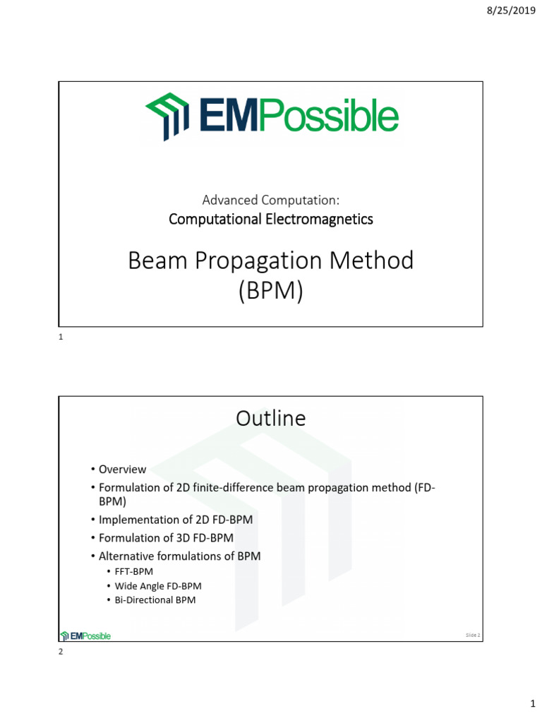 2D/3D Beam Propagation Method in MATLAB | PDF | Waves | Computational ...
