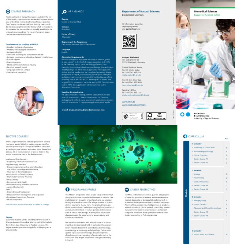 MSc in Biomedical Sciences Overview | PDF | Academic Degree | Pharmacology