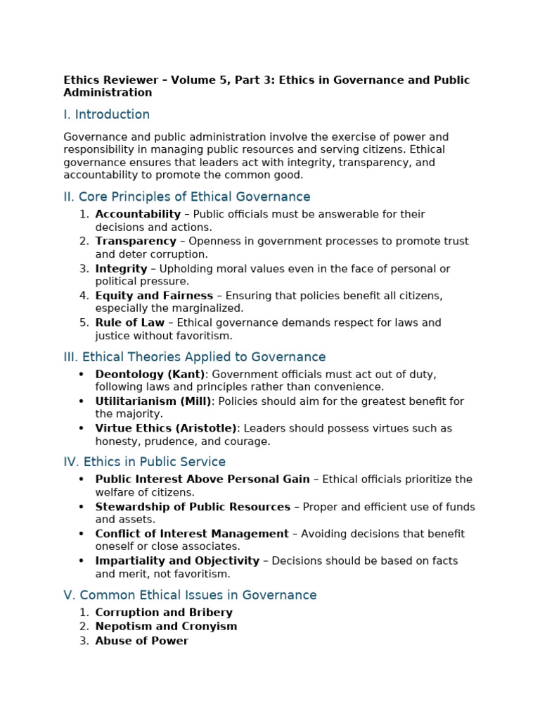 Ethical Governance in Public Administration | PDF | Governance | Integrity
