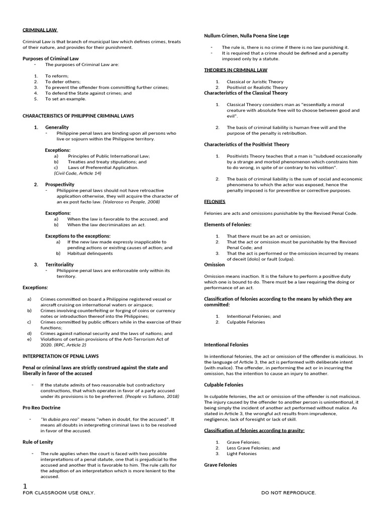 Overview of Philippine Criminal Law | PDF | Crimes | Crime & Violence