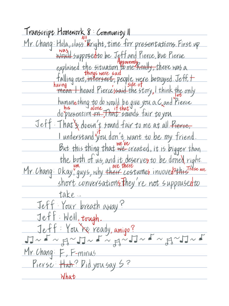 Transcript Homework 8 - Community II | PDF