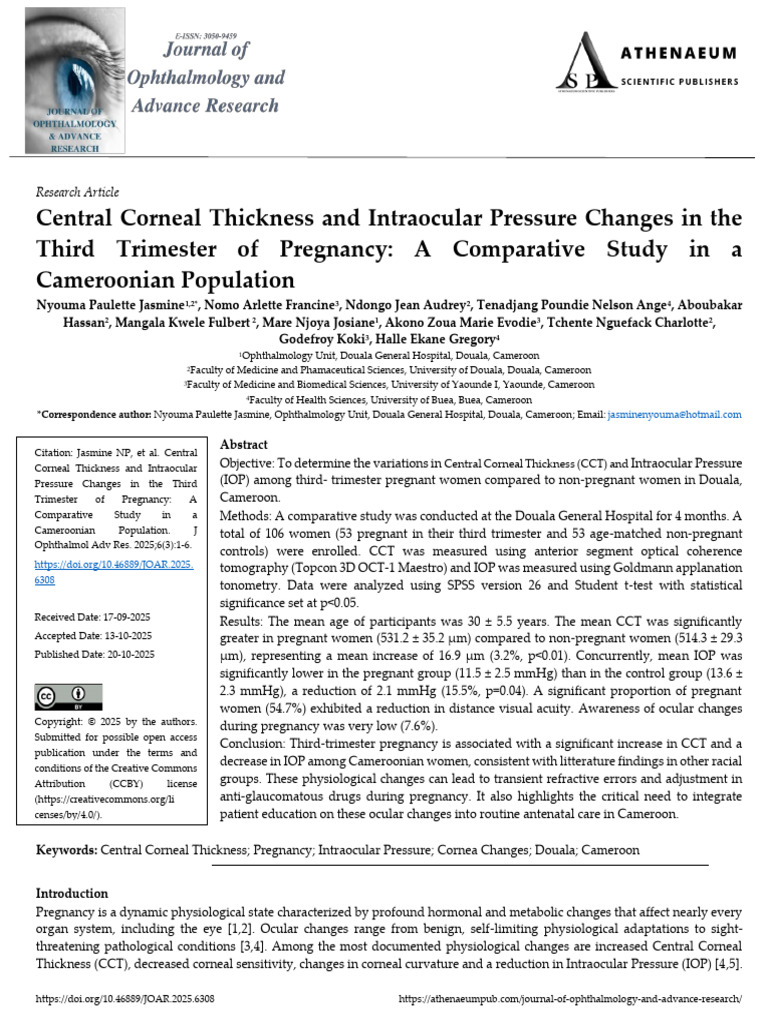 Central Corneal Thickness and Intraocular Pressure Changes in The Third ...
