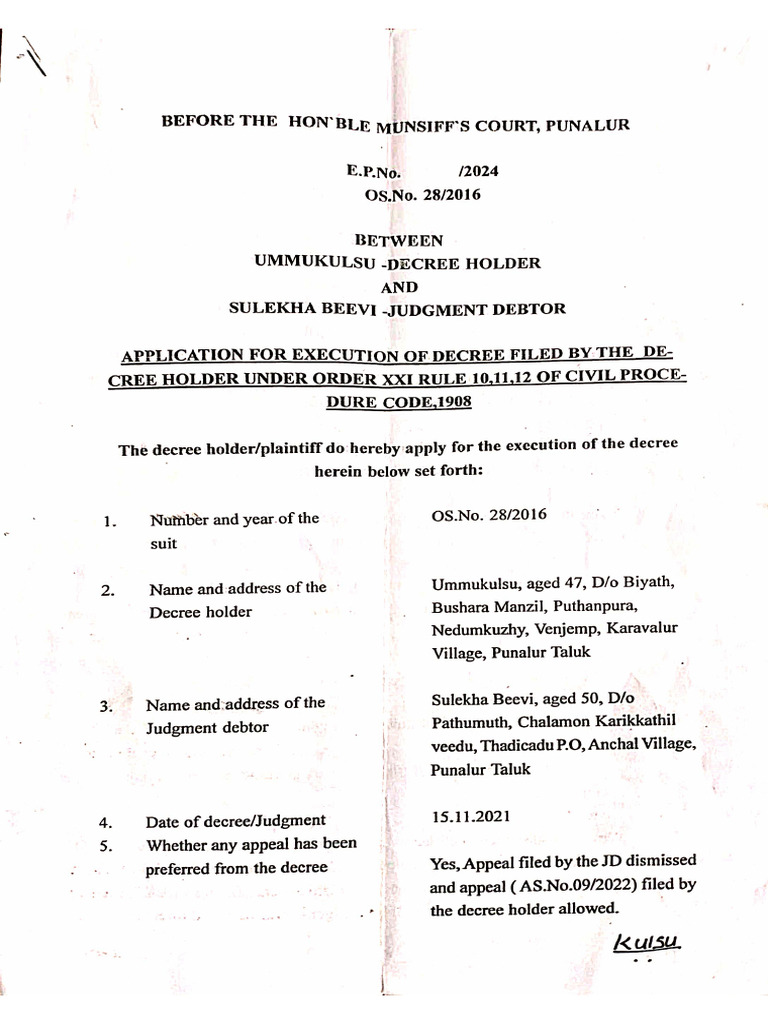 Execution Petition Format | PDF