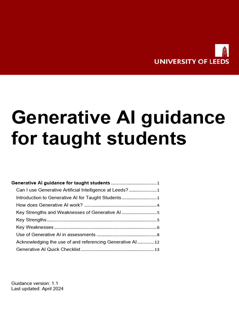 Generative AI Guide for Leeds Students | PDF | Artificial Intelligence ...