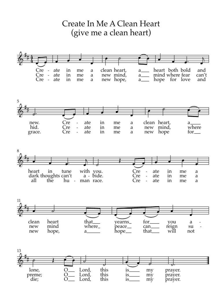 Create in Me A Clean Heart (Give Me A Clean Heart) - Full Score | PDF