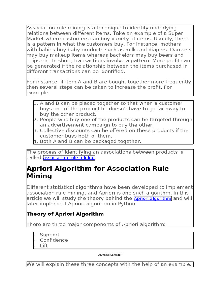 Apriori Algorithm in Association Rule Mining | PDF | Data Analysis ...