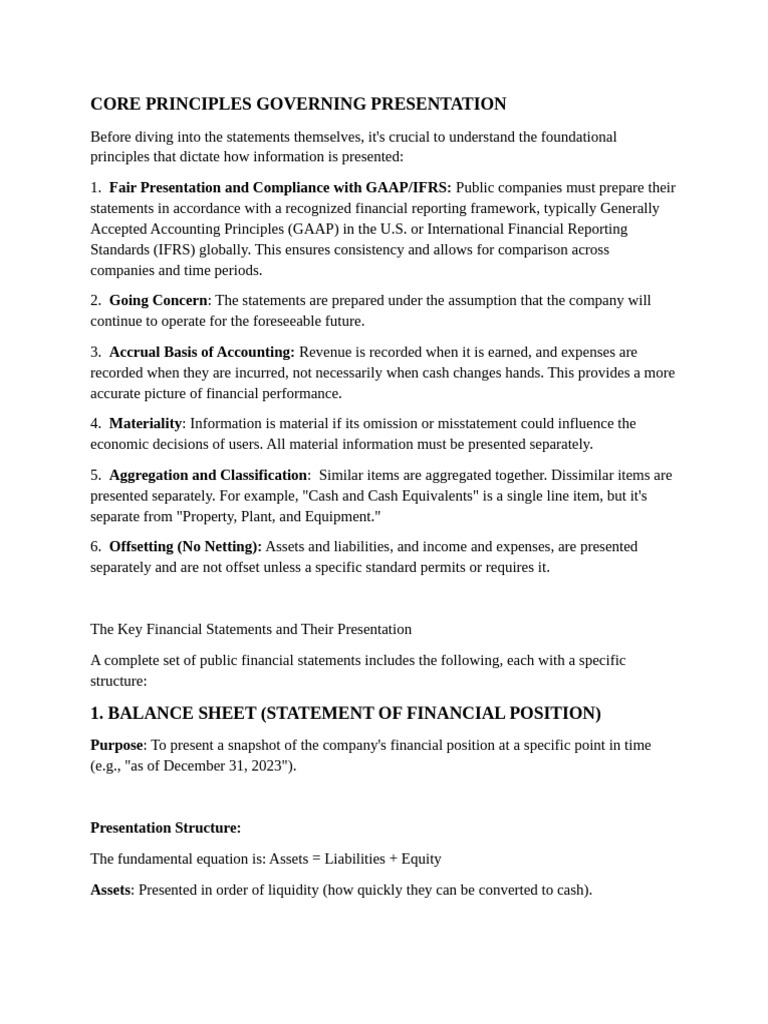 Core Principles Governing Presentation | PDF | Equity (Finance ...