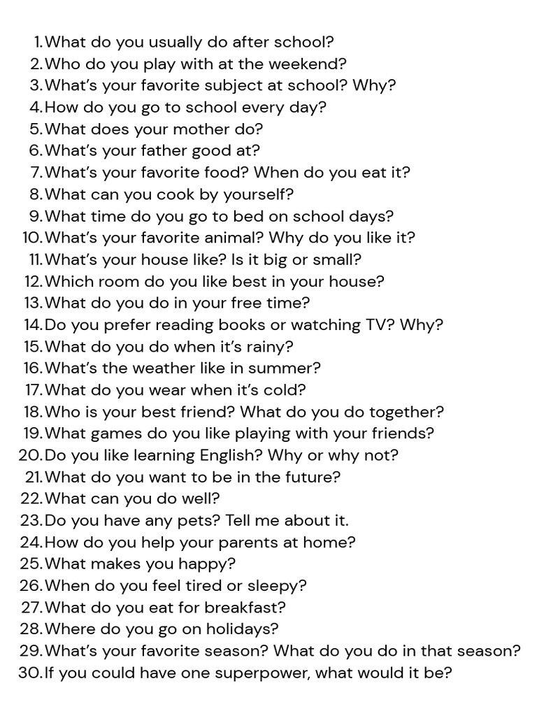 Engaging Questions for Kids' Conversations | PDF