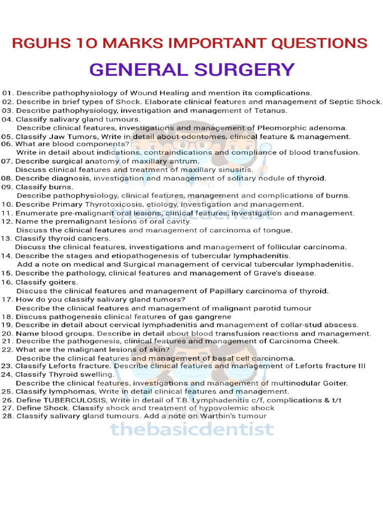 RGUHS General Surgery Key Questions | PDF | Thyroid | Neoplasms
