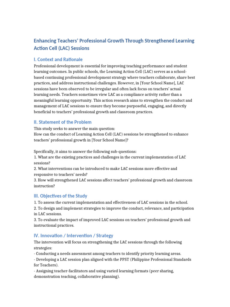 Strengthening LAC Sessions for Teacher Growth | PDF | Teachers | Learning