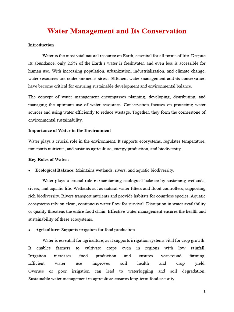 Water Management and Conservation Strategies | PDF | Water Conservation ...