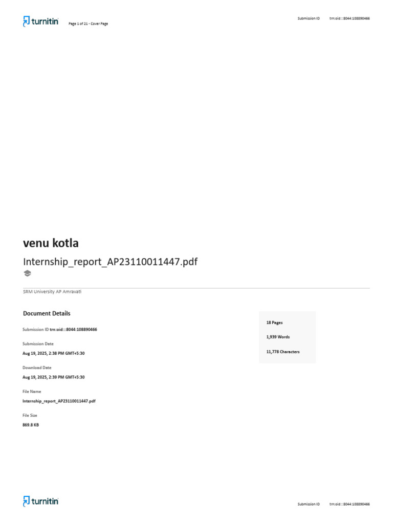 Internship Report AP23110011447-2 | PDF | Computing | Software