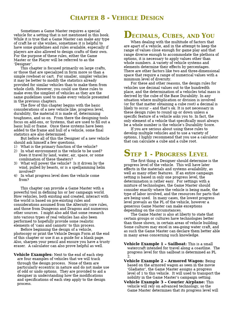 Vehicle Design Guidelines for RPGs | PDF | Vehicles | Wood