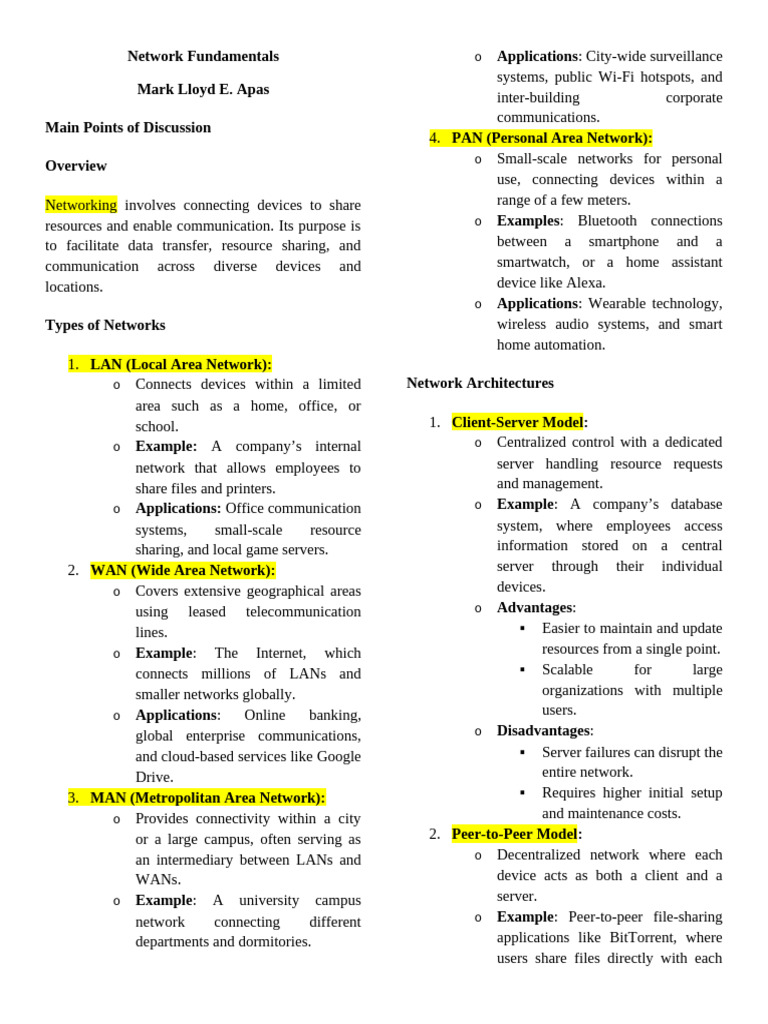 Understanding Network Types and Models | PDF | Computer Network | Local ...