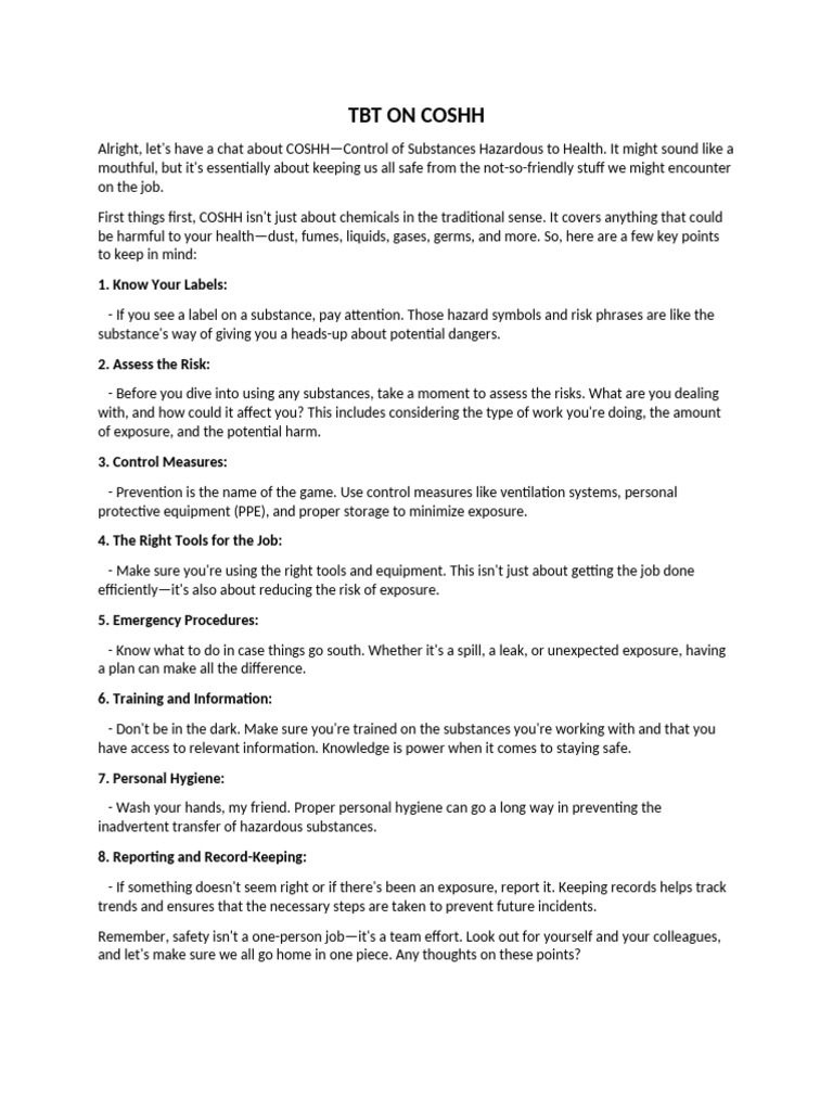 Understanding COSHH Safety Guidelines | PDF