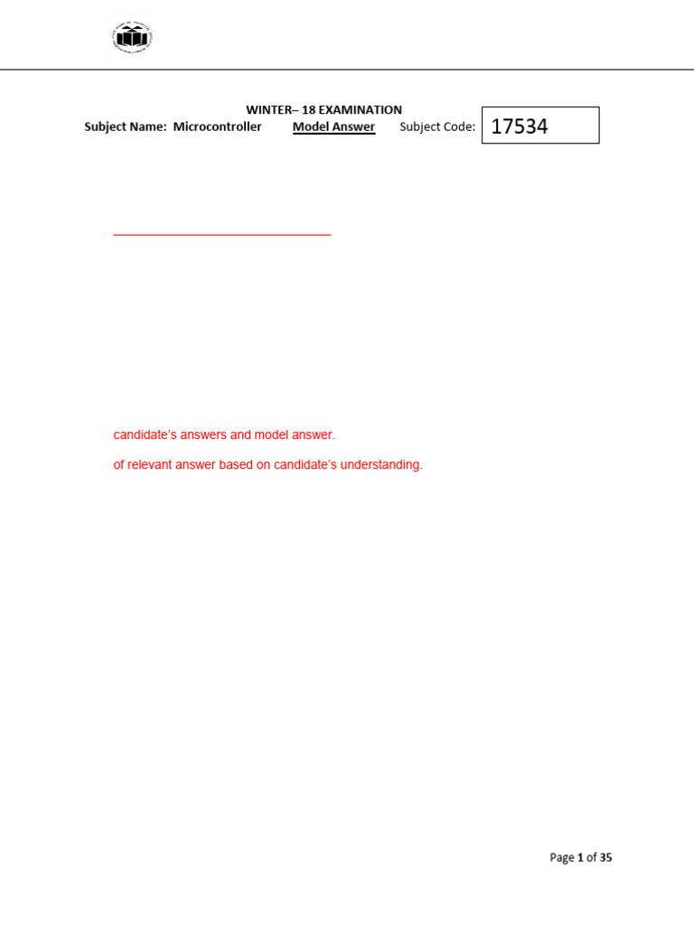 Microcontroller Model Answer Winter 2018 | PDF | Central Processing ...