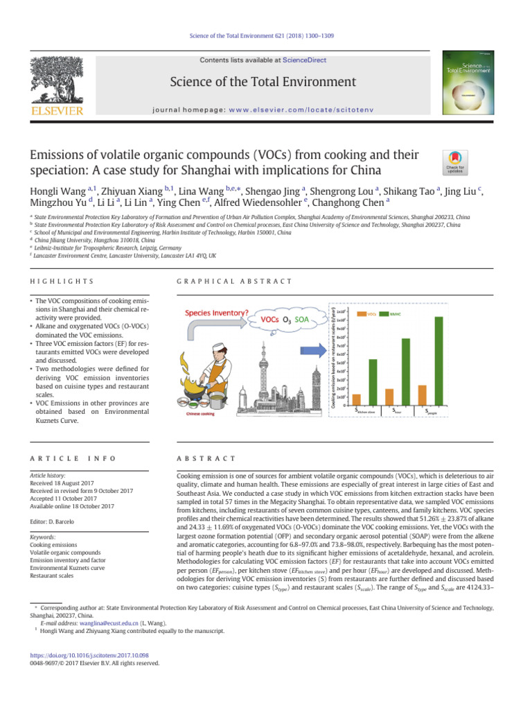 （厨房烹饪voc散发因子）Emissions of Volatile Organic Compounds (VOCs) From ...