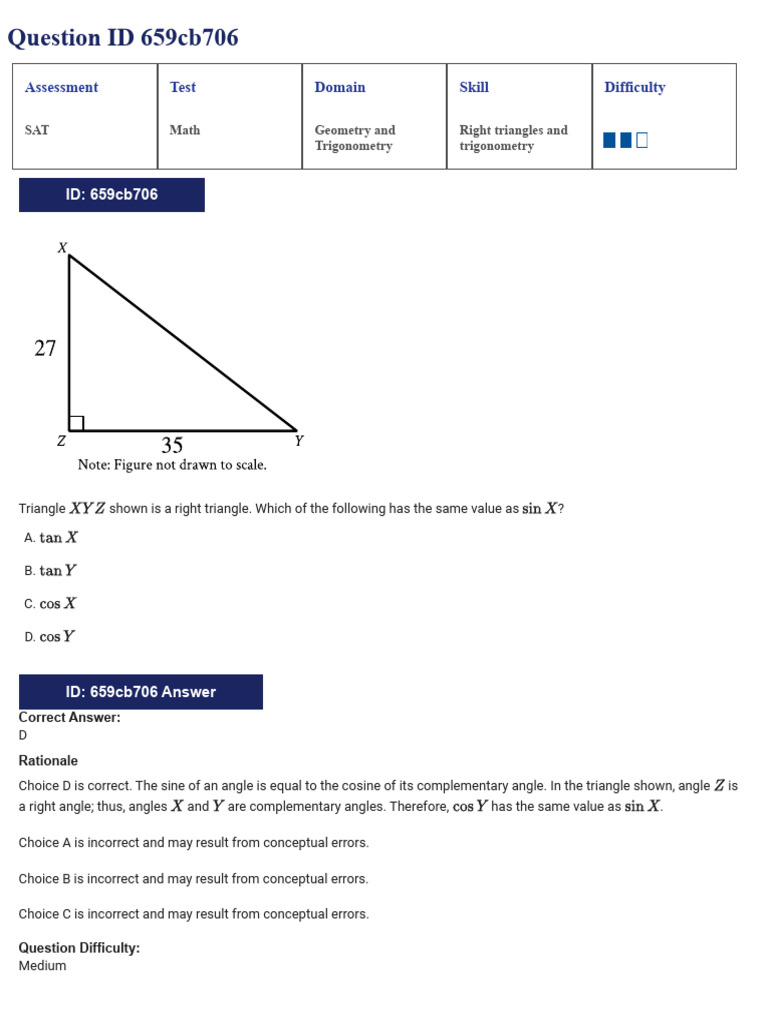 SAT Right Triangle Problem Analysis | PDF | Trigonometry | Triangle