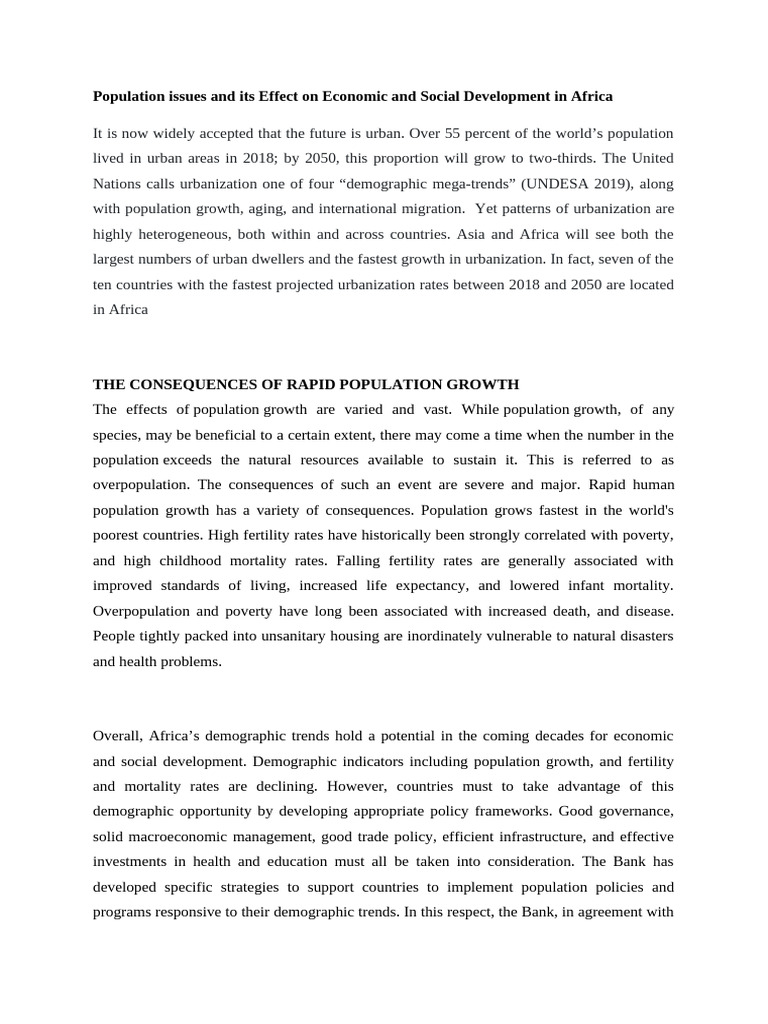 Impact of Population Growth on Africa's Development | PDF | Population ...
